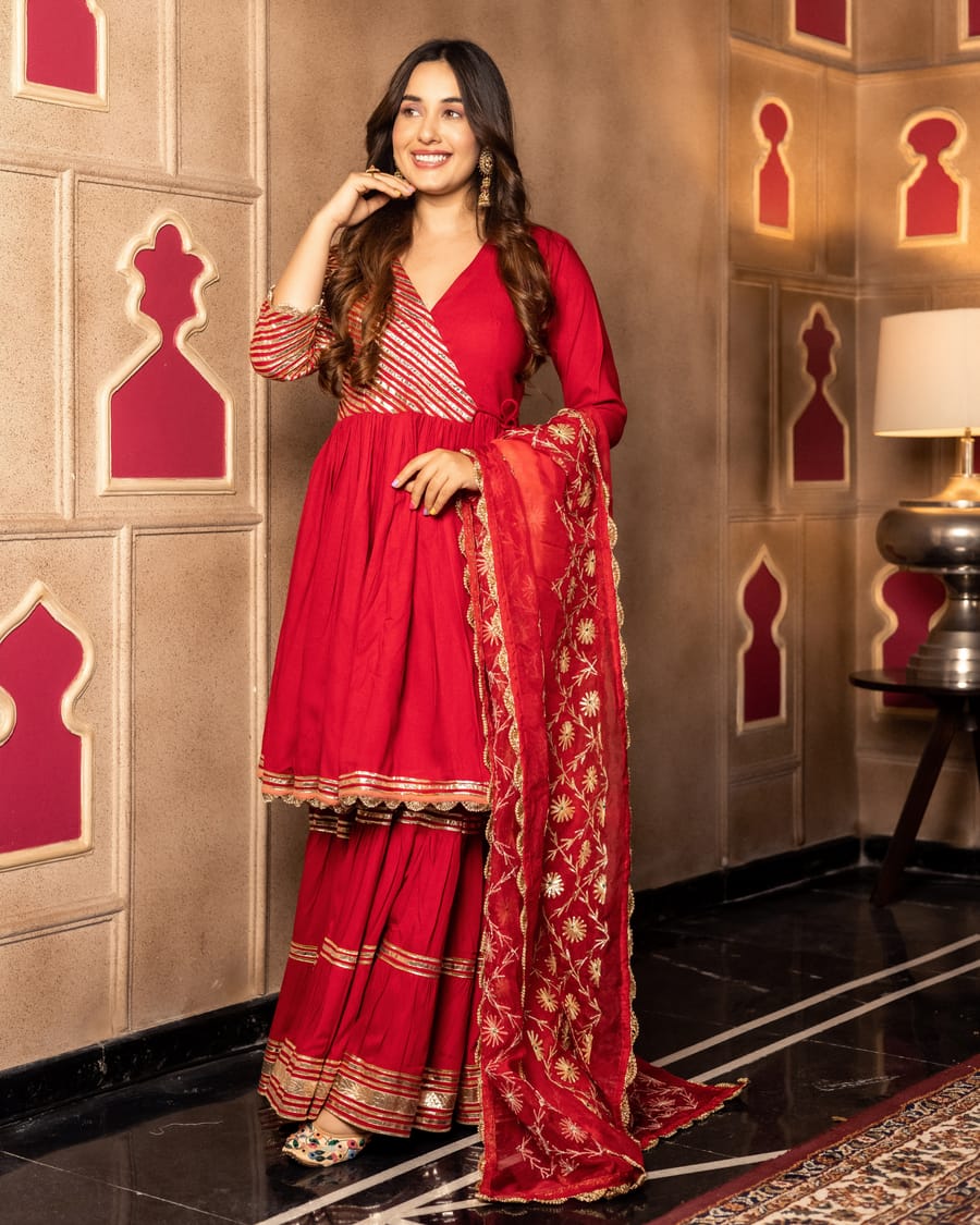 Anya Gotapatti Sharara Set With Gota jaal Dupatta