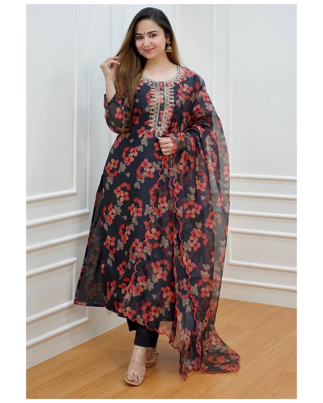 Chanderi Kurti With Cotton  Pent And Organza Digital Print Dupatta