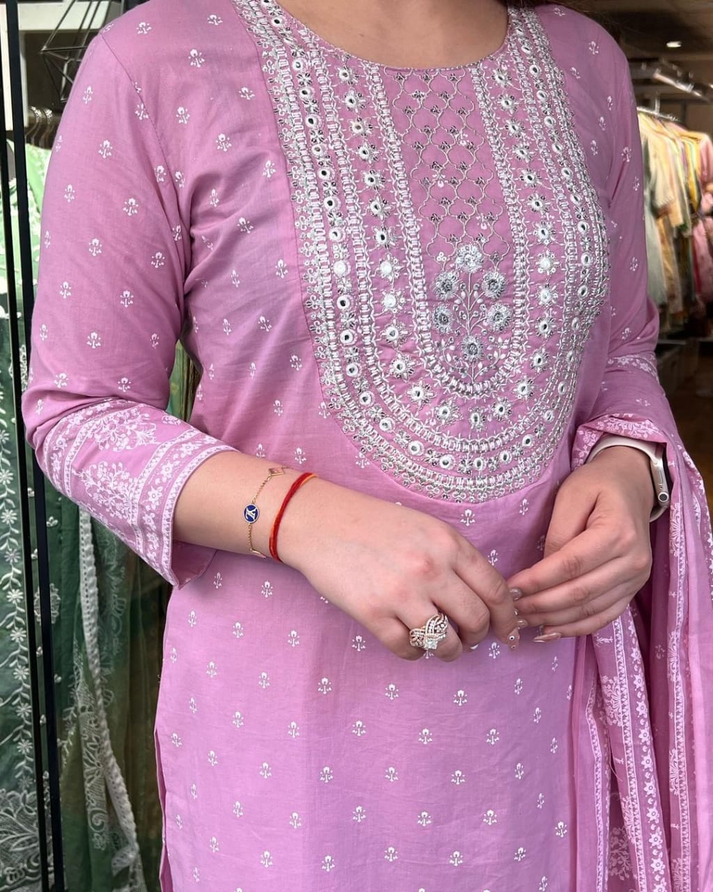 Beautiful Cotton Kurta With Pant And Dupatta Set