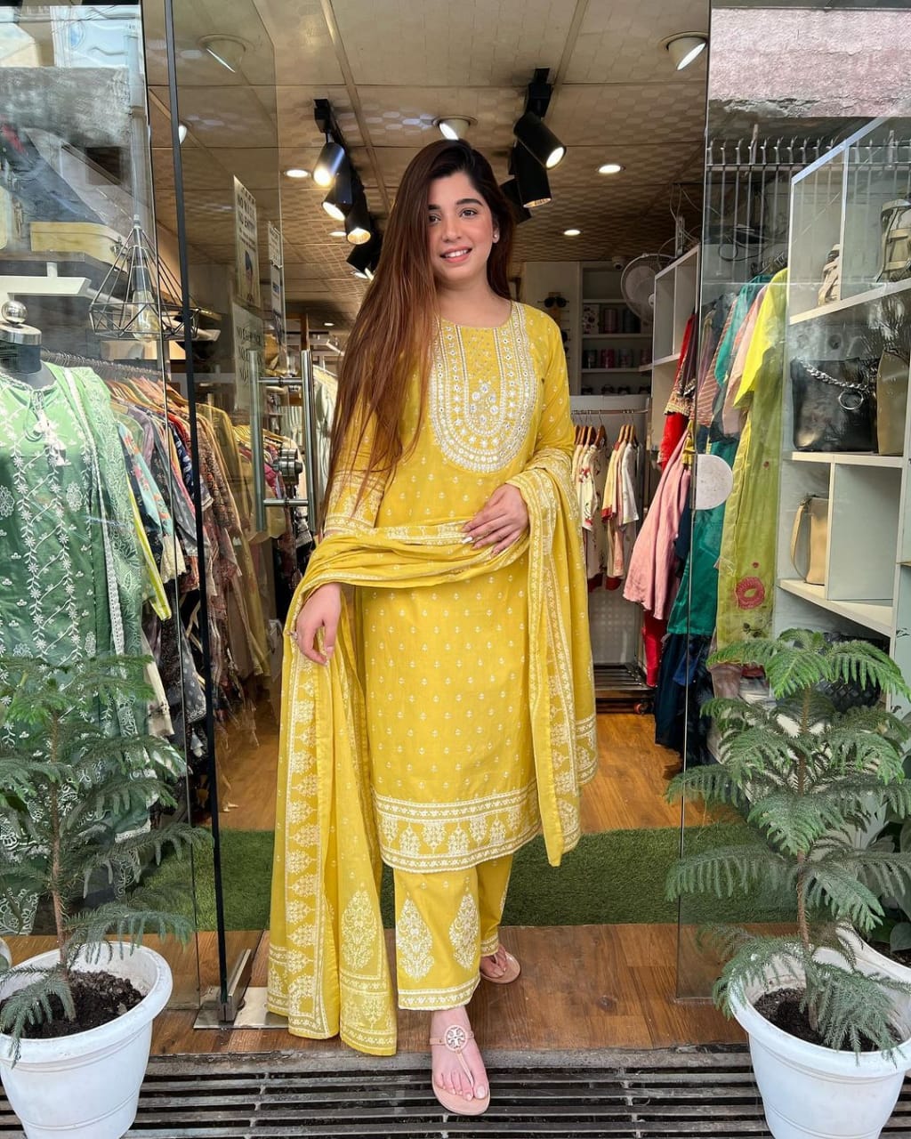 Beautiful Cotton Kurta With Pant And Dupatta