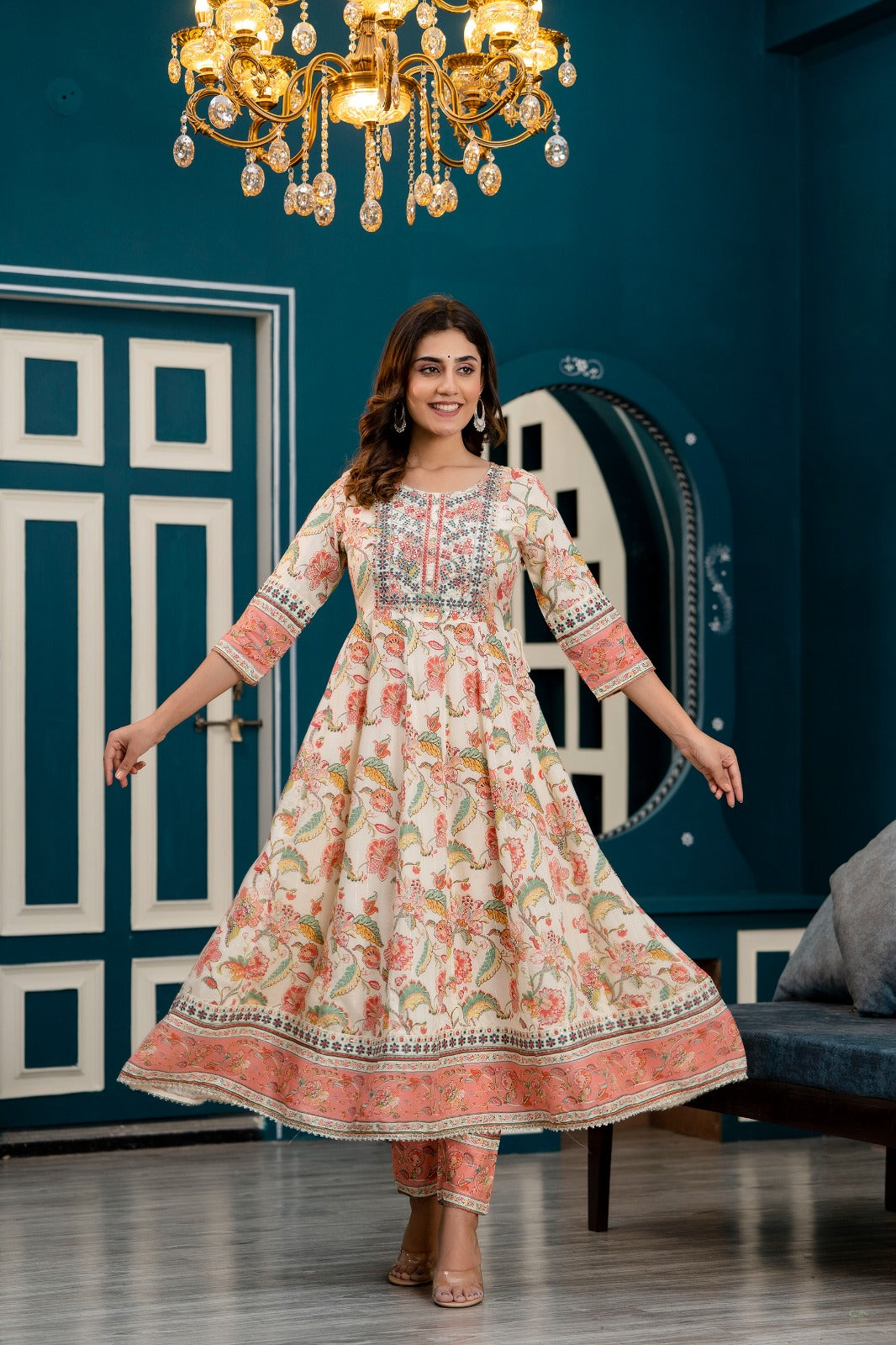 PURE COTTON LUERX ANARKALI KURI WITH PANT AND DUPATTTA