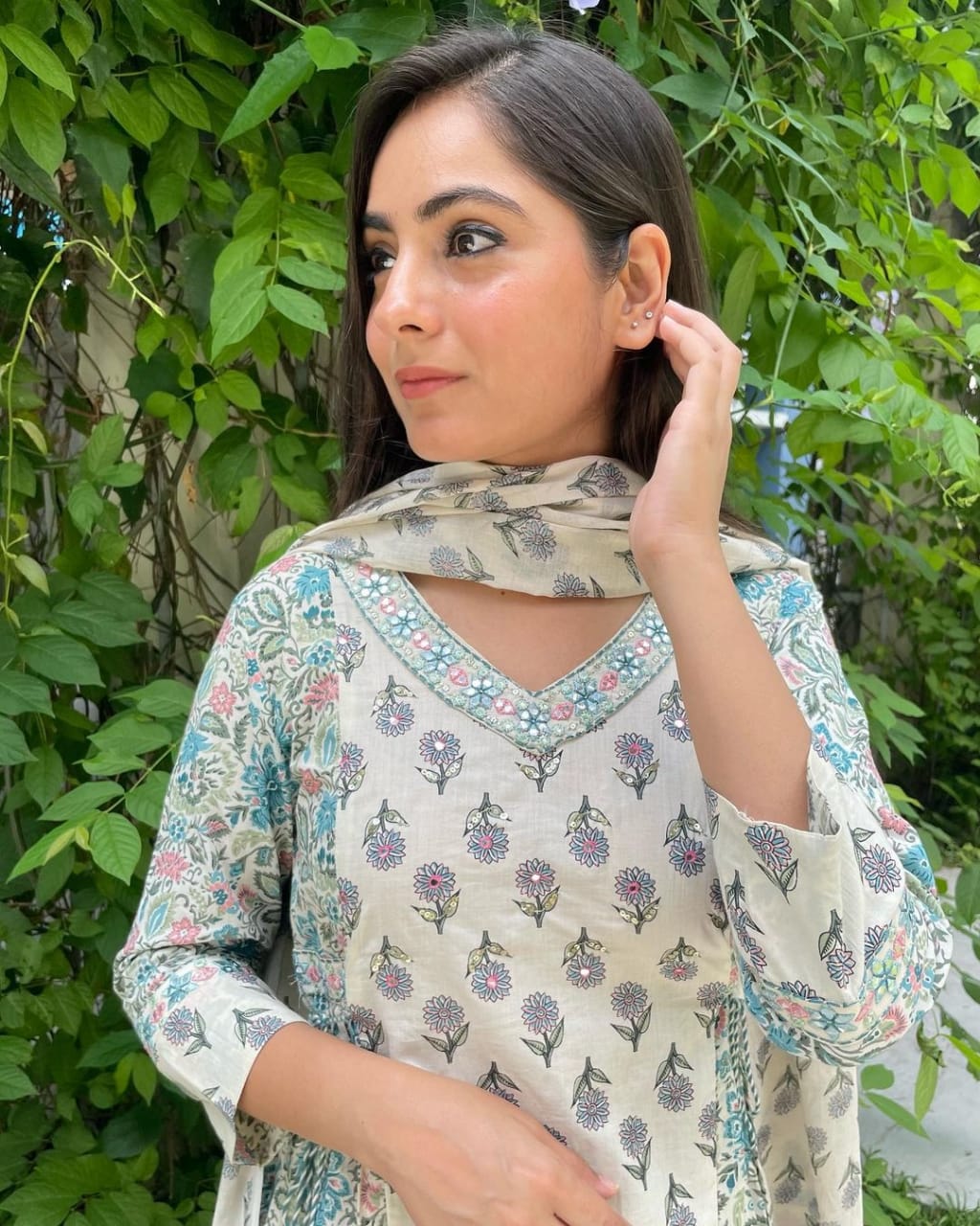 Floral Afghani Suit With Afghani Pant And Dupatta