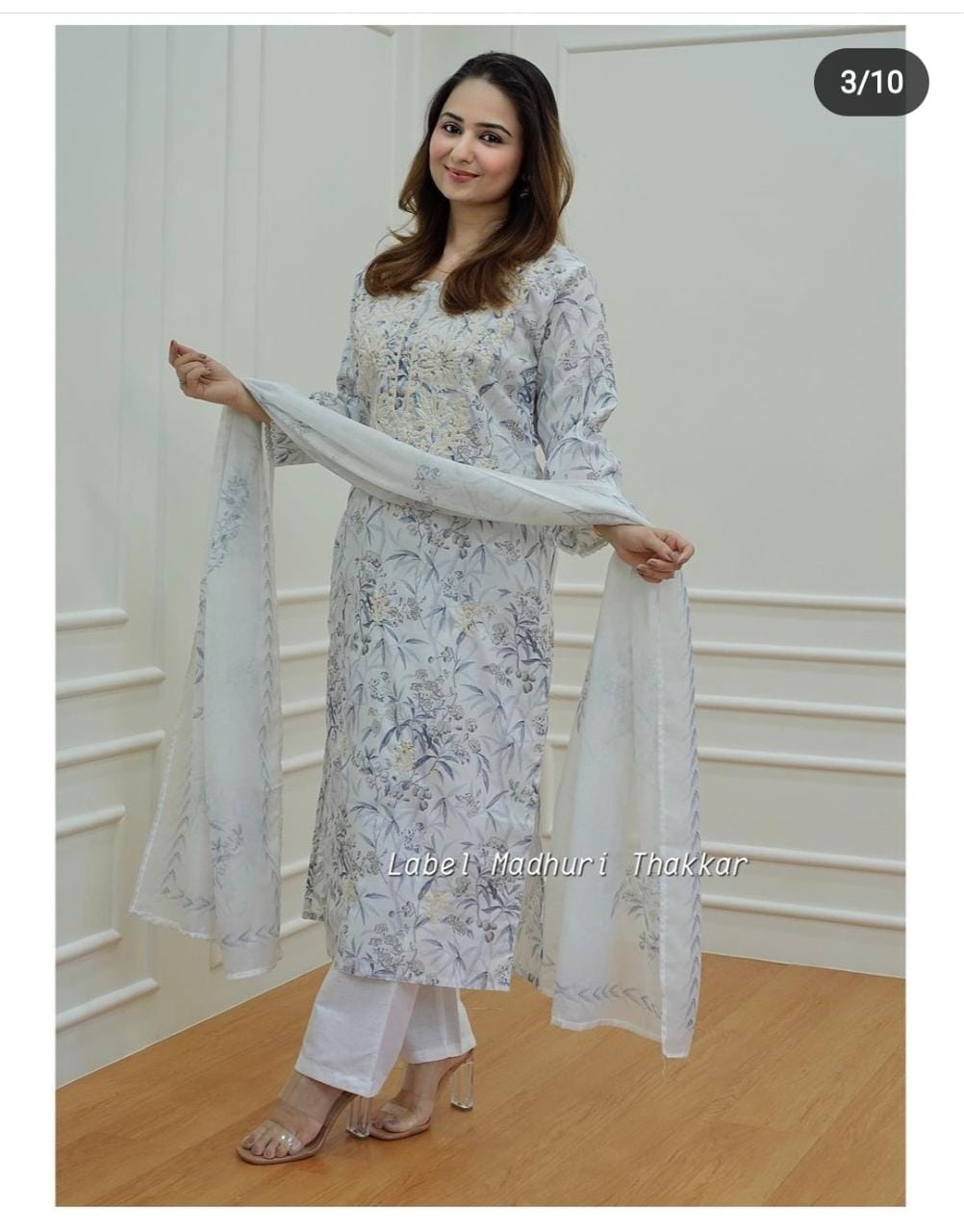 BEAUTIFUL COTTON KURTI PANT DUPATTA SET