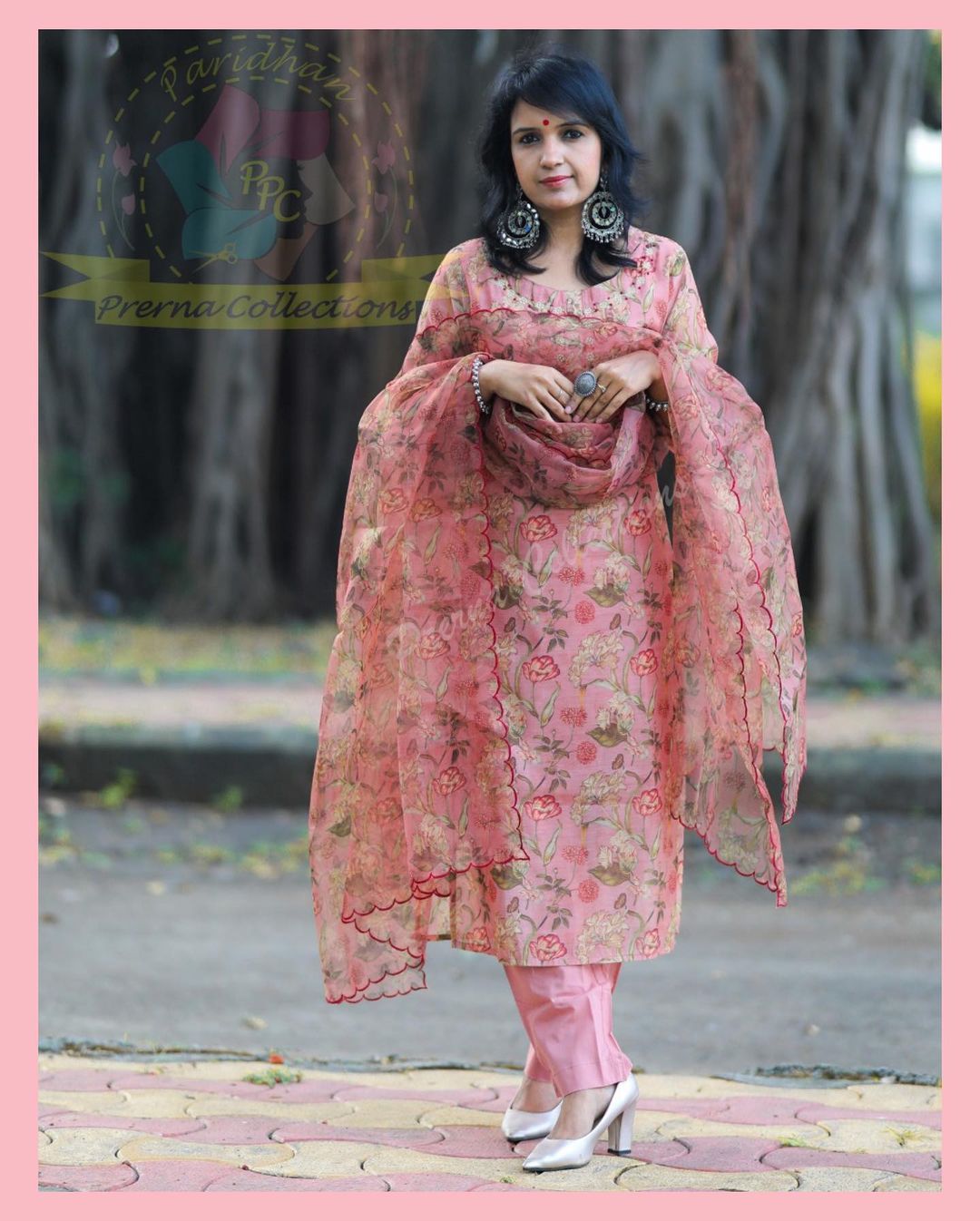 Chanderi Suit With Cotton Lining Cotton Pent With Organza Digital Print Dupatta