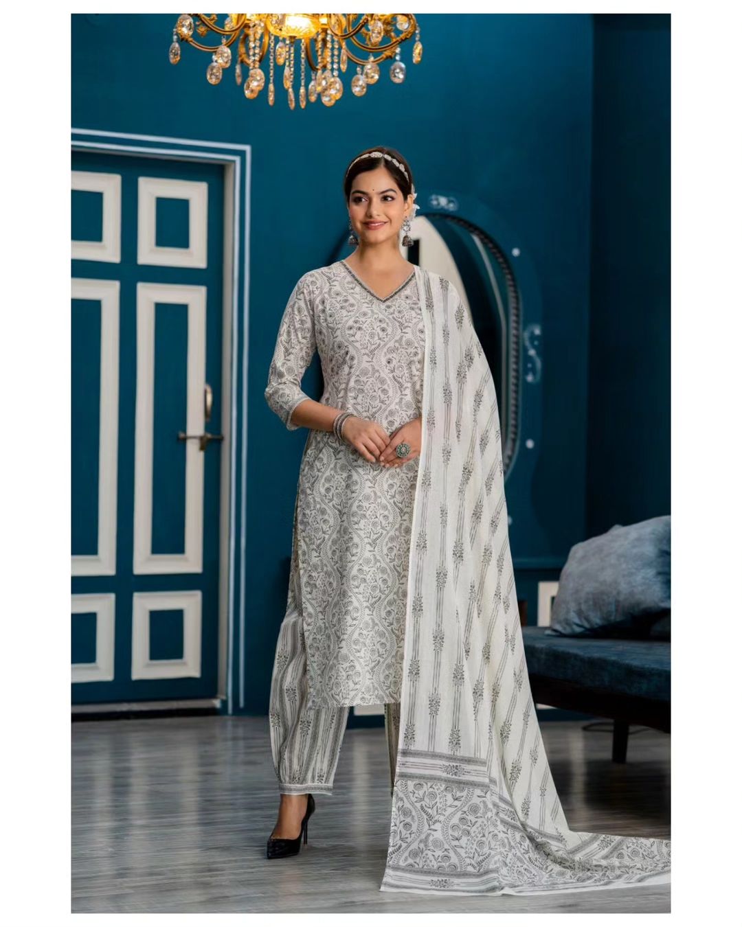 Beautiful Cotton Afghani Suit Set With Kurta Pocket