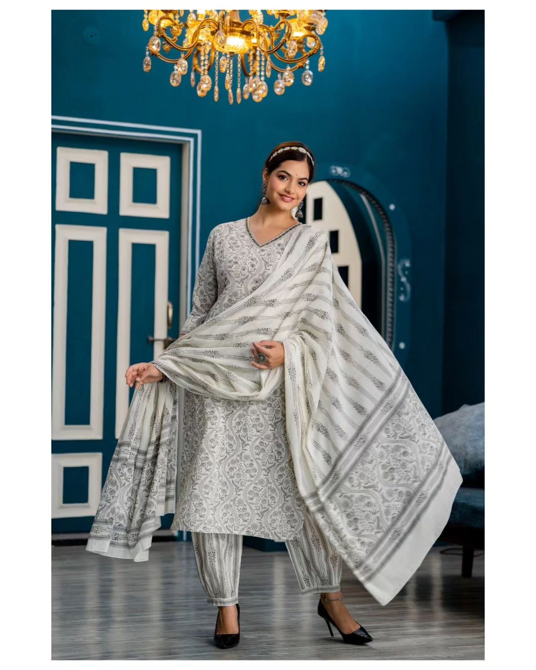 Beautiful Cotton Afghani Suit Set With Kurta Pocket