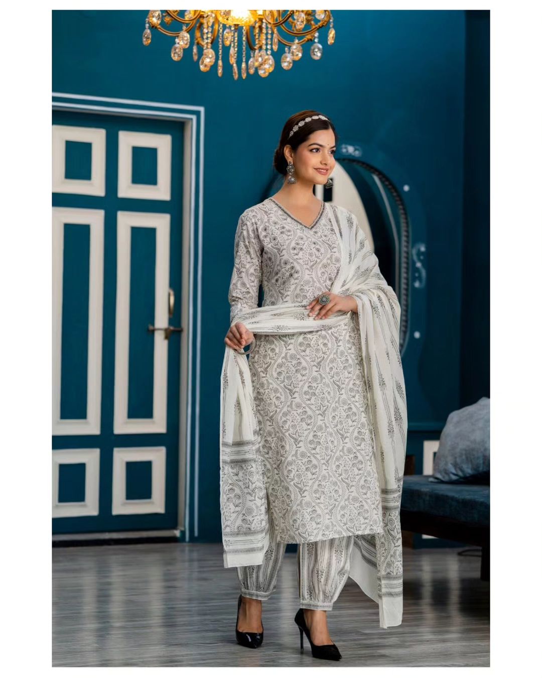 Beautiful Cotton Afghani Suit Set With Kurta Pocket