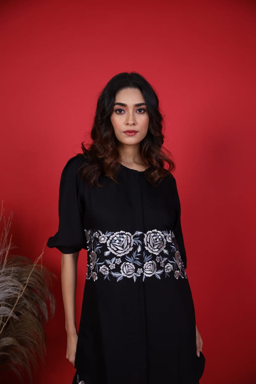 A Beautiful Embroidery Work Black  Co-ord Set