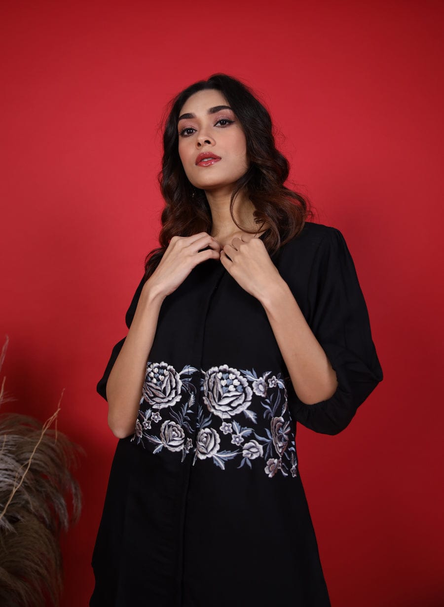 A Beautiful Embroidery Work Black  Co-ord Set