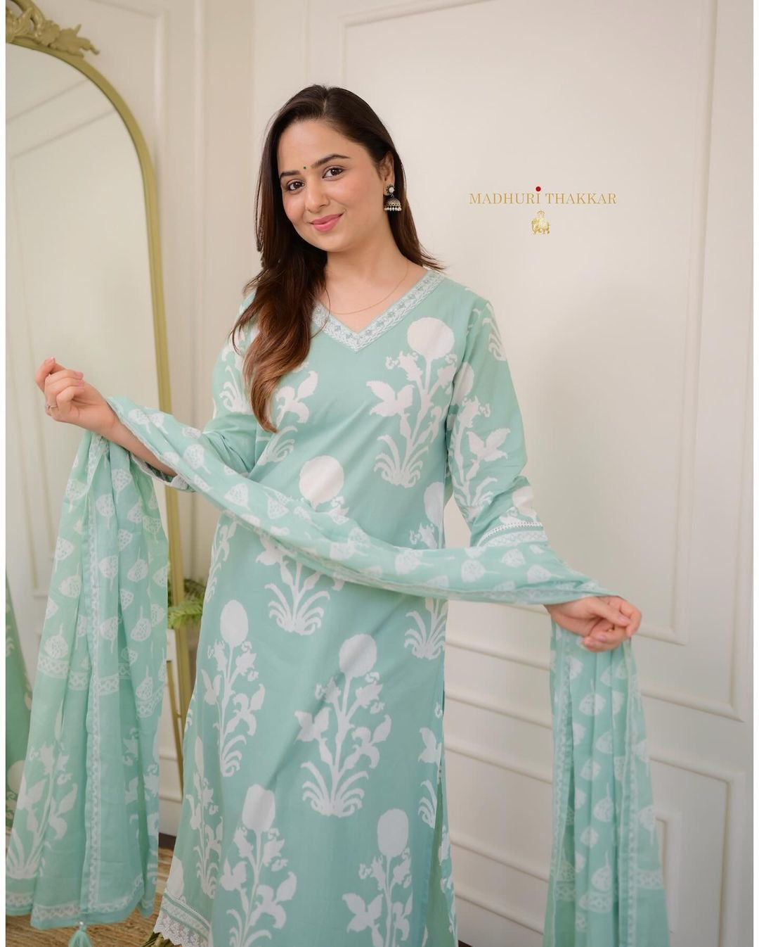 Beautiful Cotton Kurti Pant And Dupatta