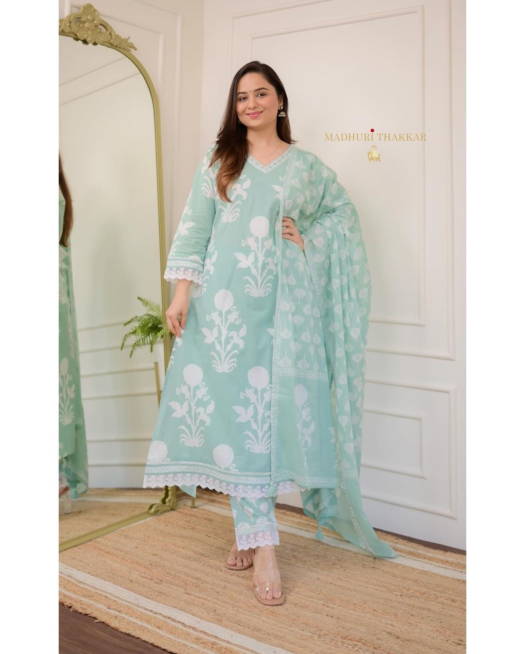 Beautiful Cotton Kurti Pant And Dupatta